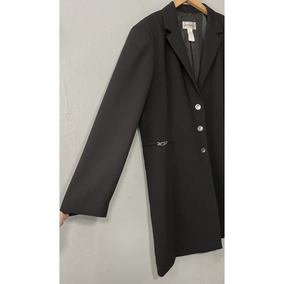 Studio I Longline Blazer Size 18 Black Jacket Office Event Goth Classic Evening - Picture 3 of 14